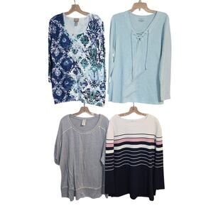 Women's 2X 18W 20W Tops Shirts Blouses Sweaters Wholesale Bulk Lot of 4 2XL XXL